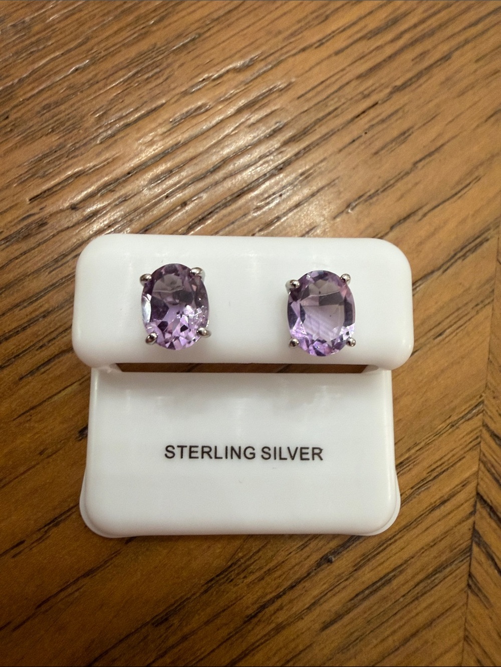 Sterling Silver Amethyst Oval Gemstone Stud Earrings
